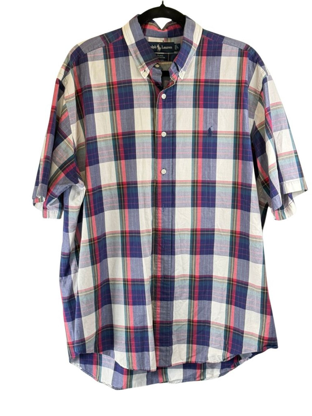 Polo Ralph Lauren Blake Plaid Short Sleeve Button Down Shirt Mens Large Cotton